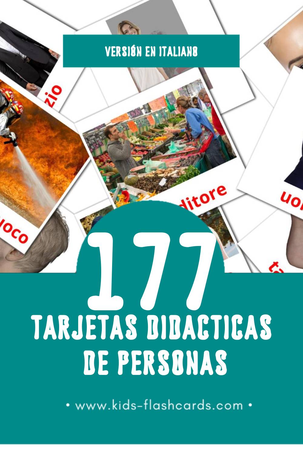 Tarjetas visuales de Le persone para niños pequeños (177 tarjetas en Italiano)
