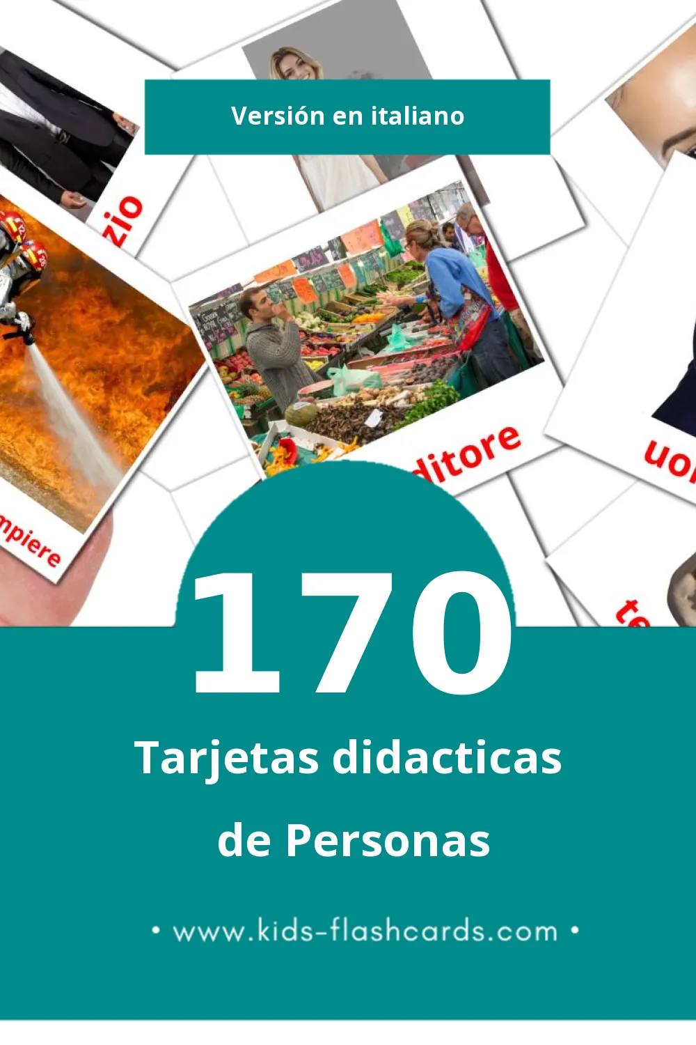 Tarjetas visuales de Le persone para niños pequeños (170 tarjetas en Italiano)