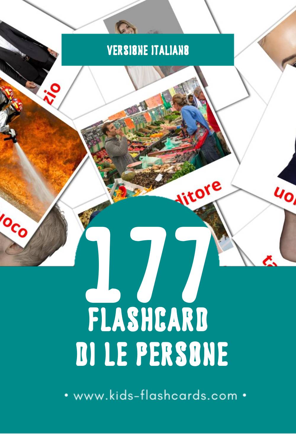Schede visive sugli Le persone per bambini (177 schede in Italiano)