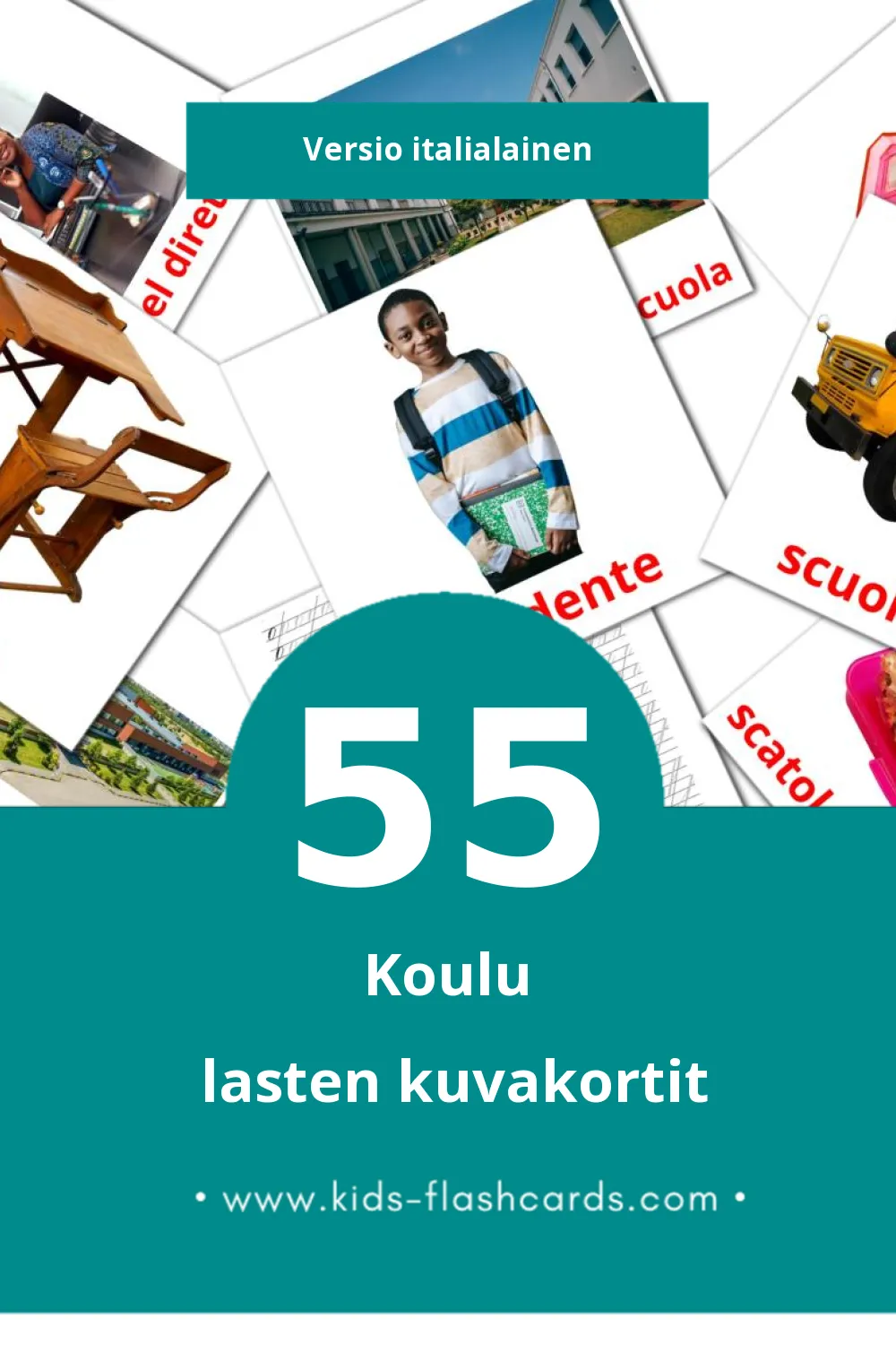 Scuola lasten kuvakortit pikkulapsille (55 korttia Italialaiseksi)