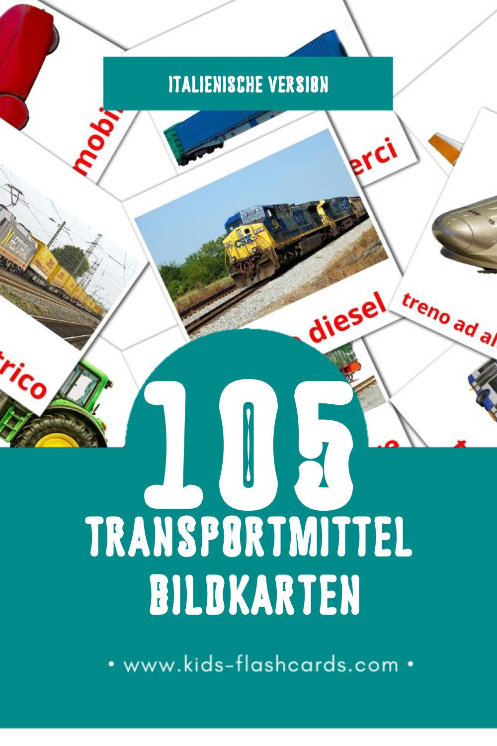 Visual Trasporto Flashcards für Kleinkinder (105 Karten in Italienisch)