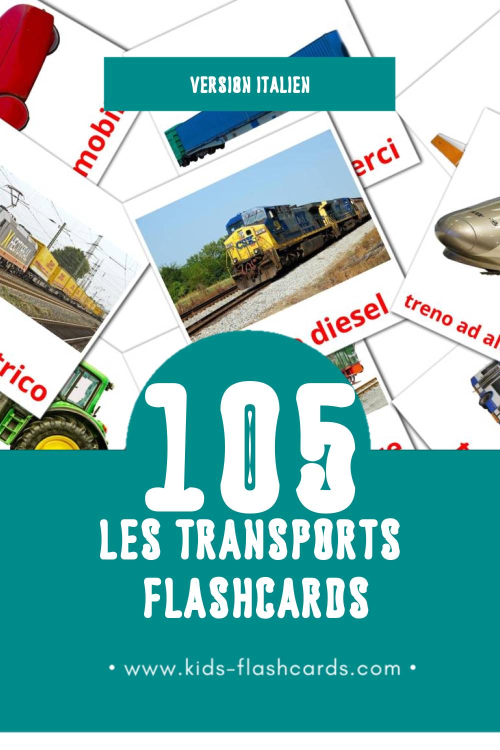 Flashcards Visual Trasporto pour les tout-petits (105 cartes en Italien)