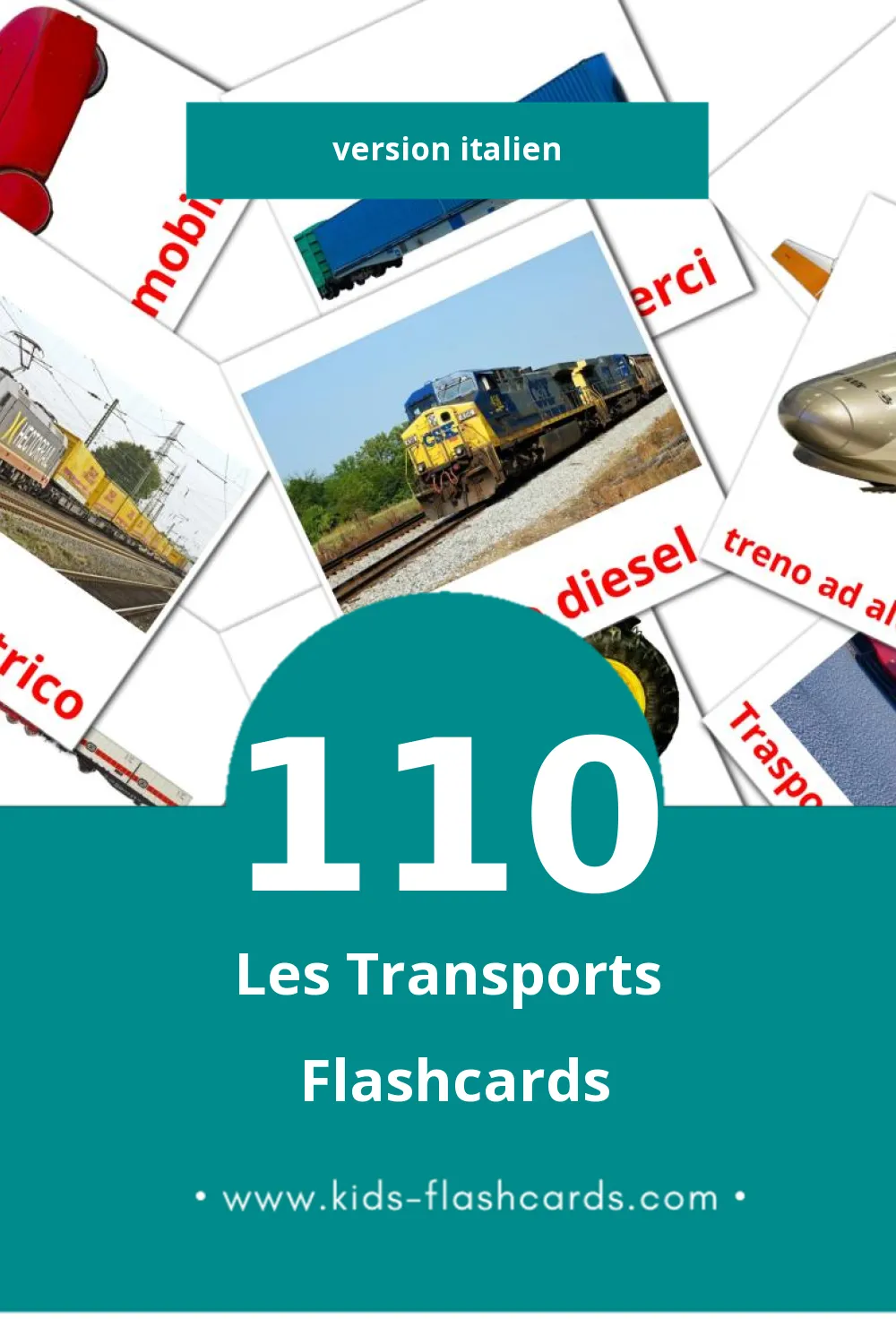 Flashcards Visual Trasporto pour les tout-petits (110 cartes en Italien)