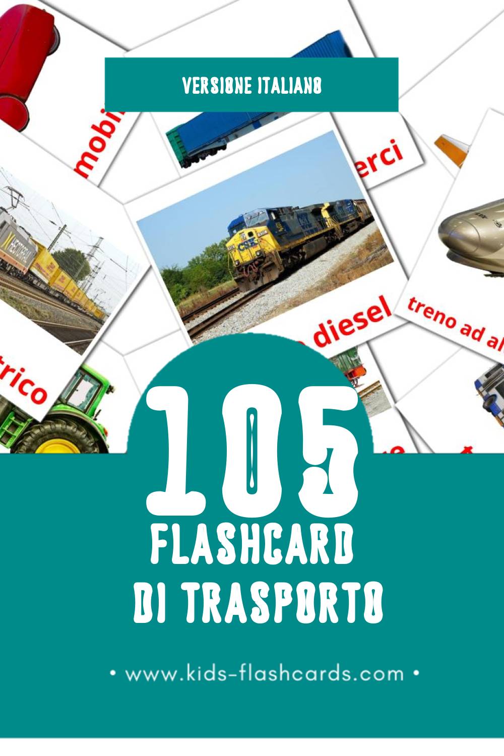 Schede visive sugli Trasporto per bambini (105 schede in Italiano)