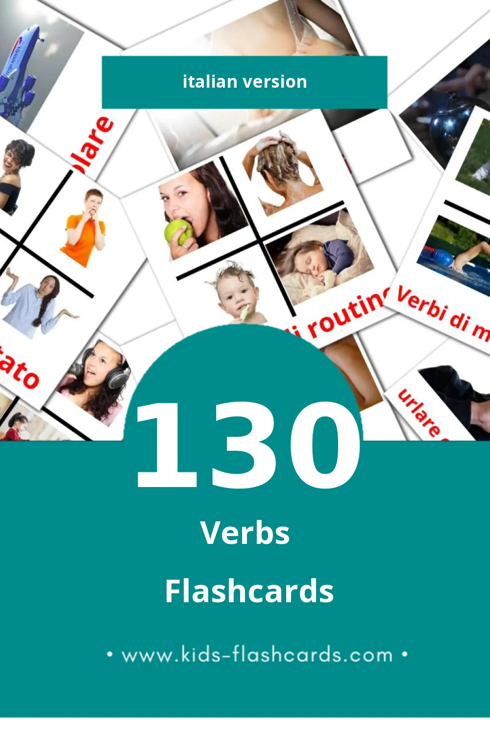 Visual Verbi Flashcards for Toddlers (130 cards in Italian)