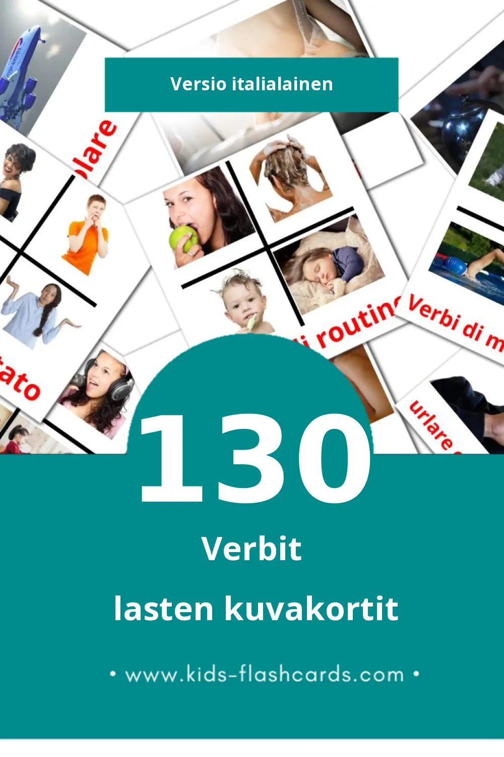 Verbi lasten kuvakortit pikkulapsille (130 korttia Italialaiseksi)