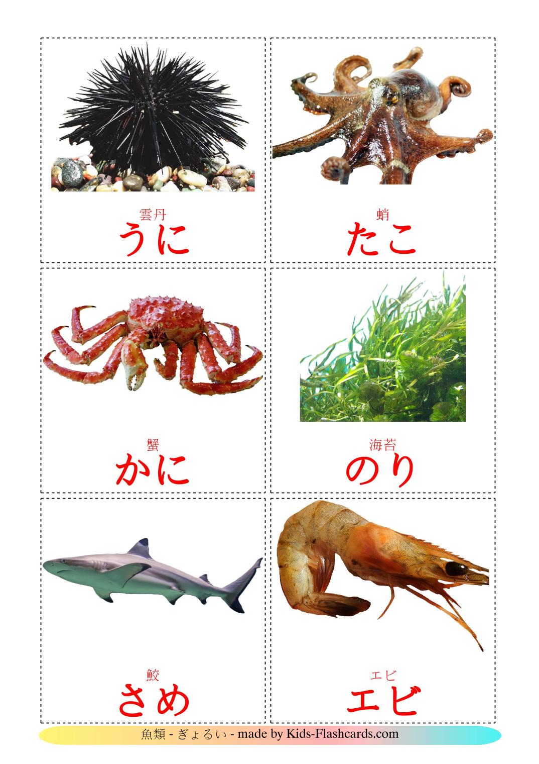 Sea animals - 29 Free Printable japanese Flashcards 