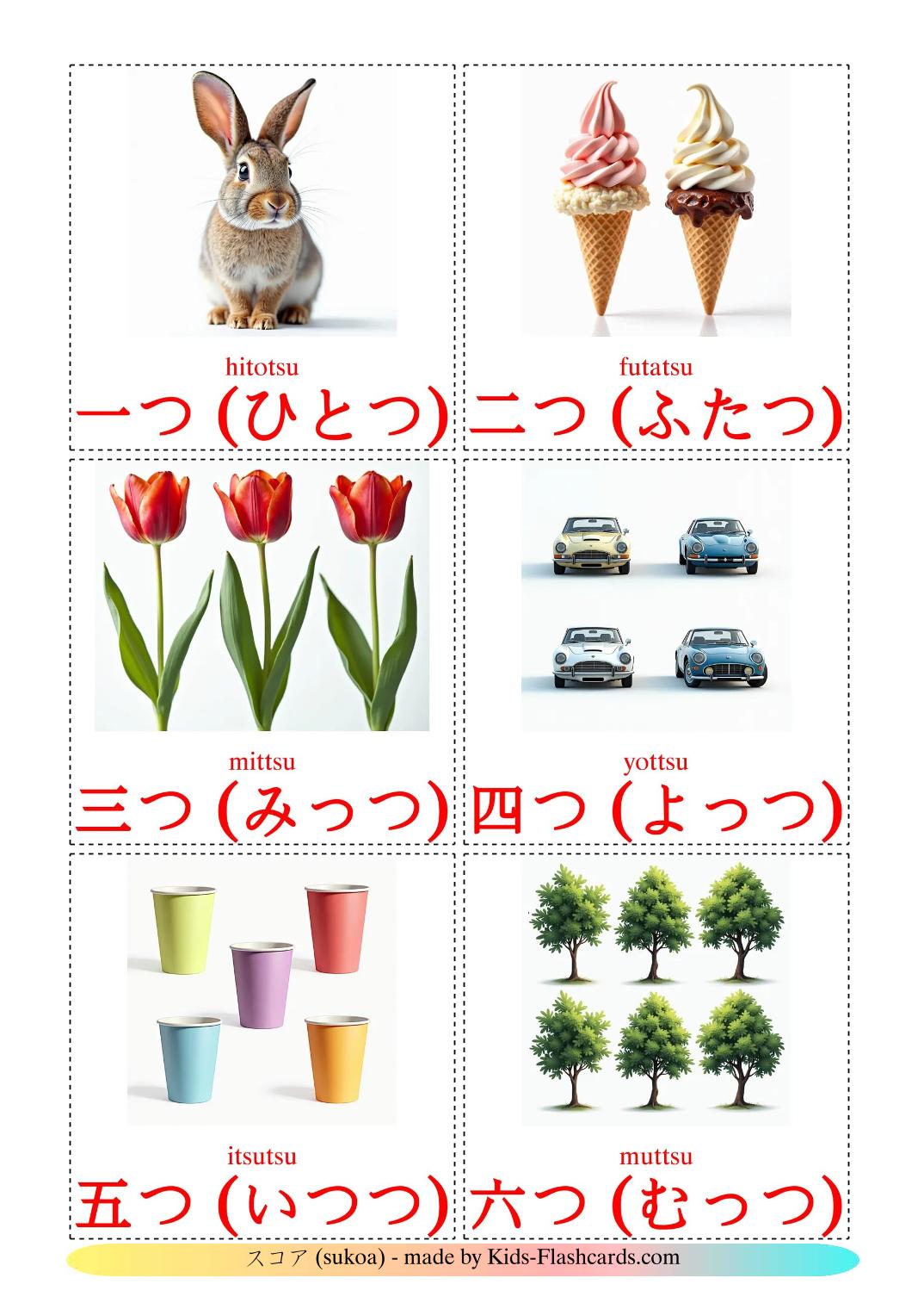 Counting - 10 Free Printable japanese Flashcards 