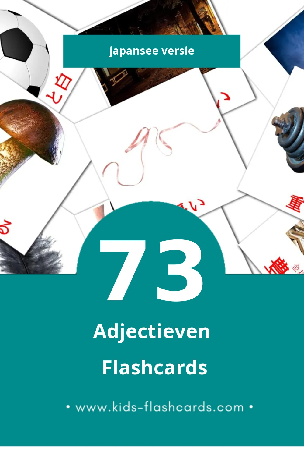 Visuele 形容詞 Flashcards voor Kleuters (73 kaarten in het Japanse)