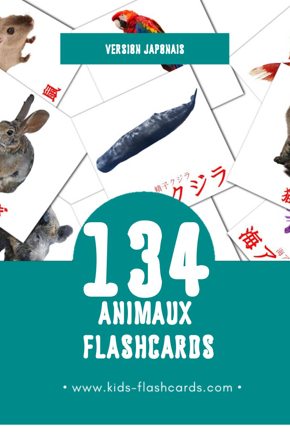 Flashcards Visual 動物 - どうぶつ pour les tout-petits (134 cartes en Japonais)