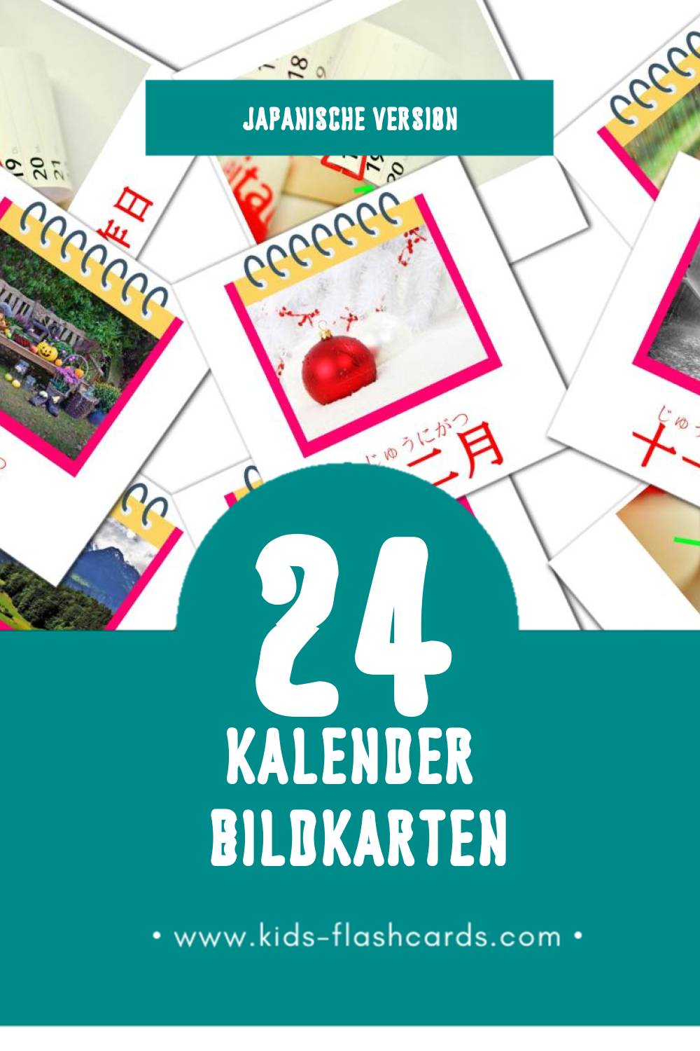 Visual カレンダー Flashcards für Kleinkinder (12 Karten in Japanisch)