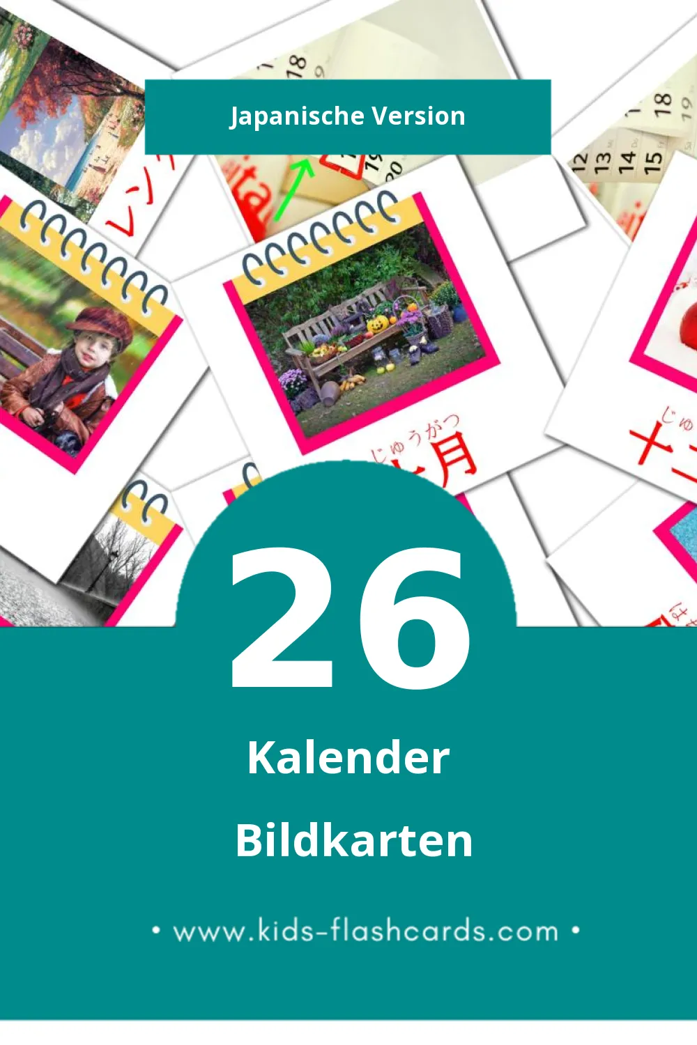 Visual カレンダー Flashcards für Kleinkinder (26 Karten in Japanisch)