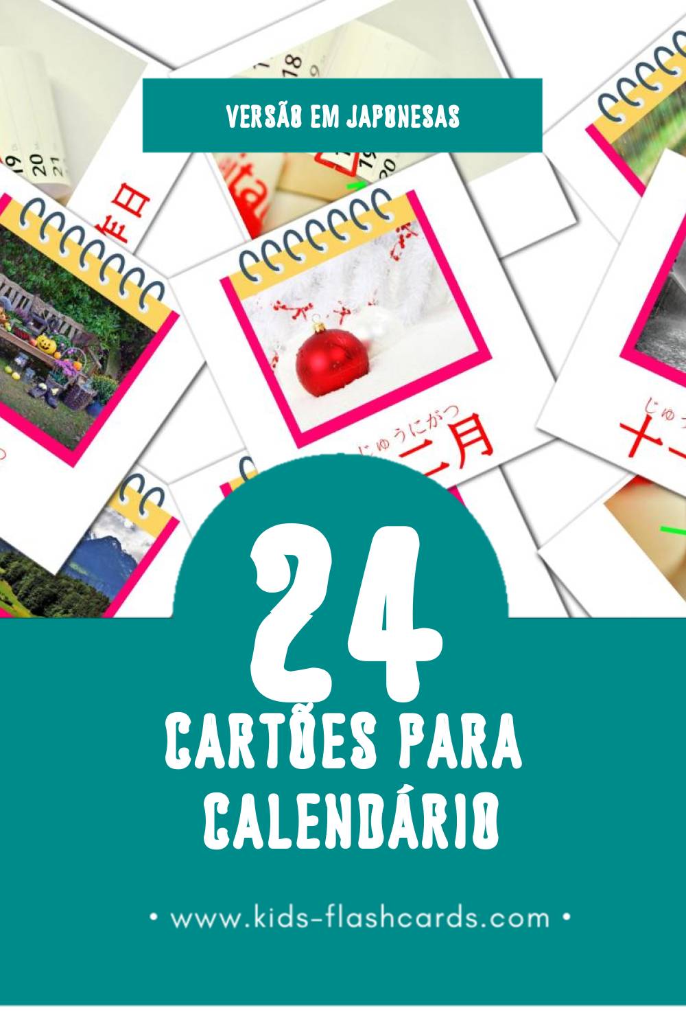 Flashcards de カレンダー Visuais para Toddlers (24 cartões em Japonesas)