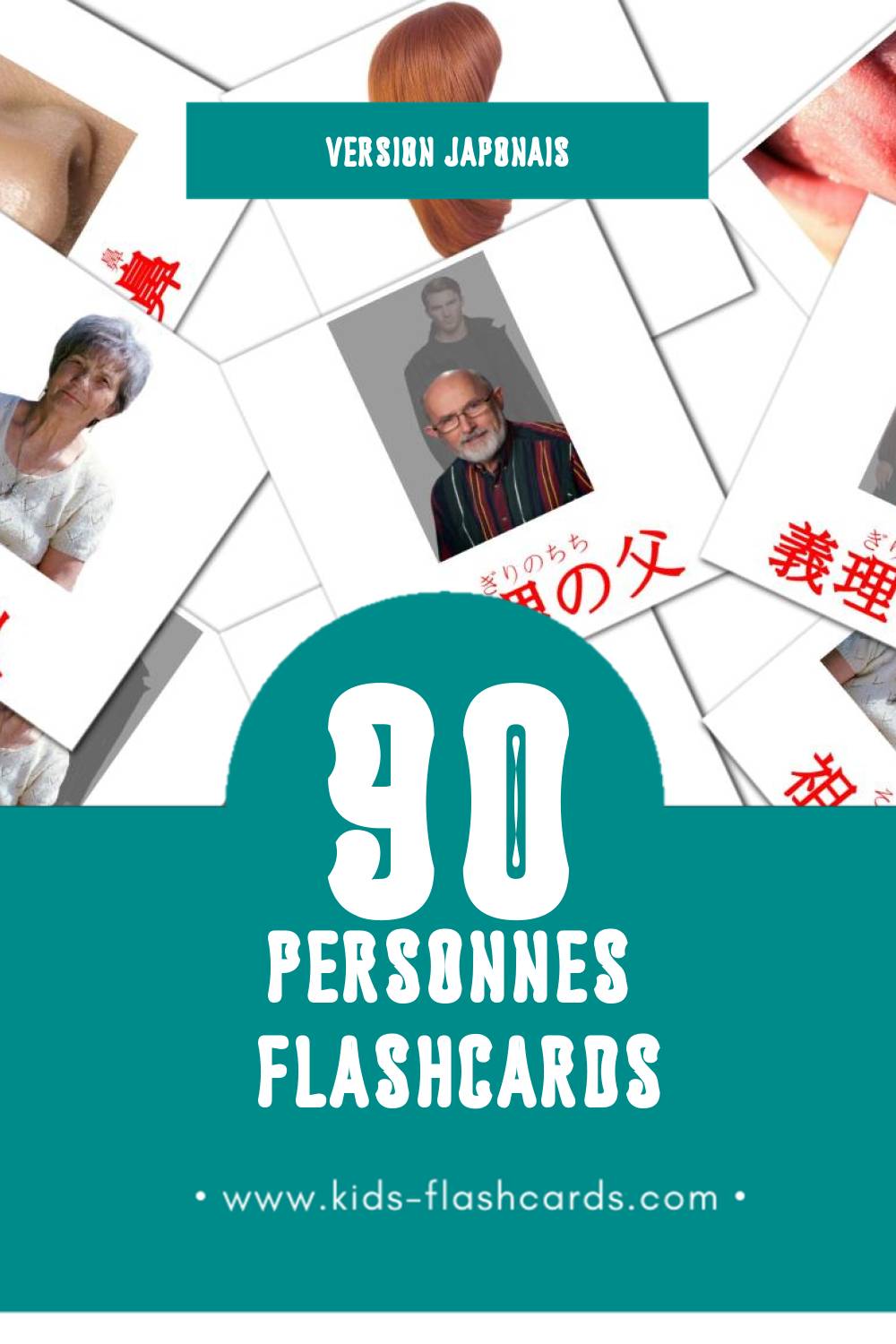 Flashcards Visual 人 pour les tout-petits (90 cartes en Japonais)