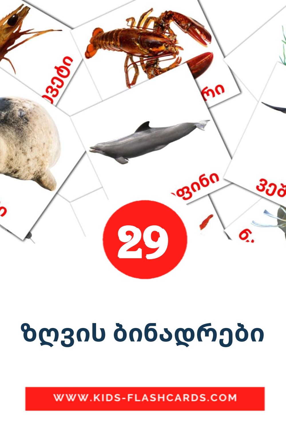 ზღვის ბინადრები на грузинском для Детского Сада (29 карточек)