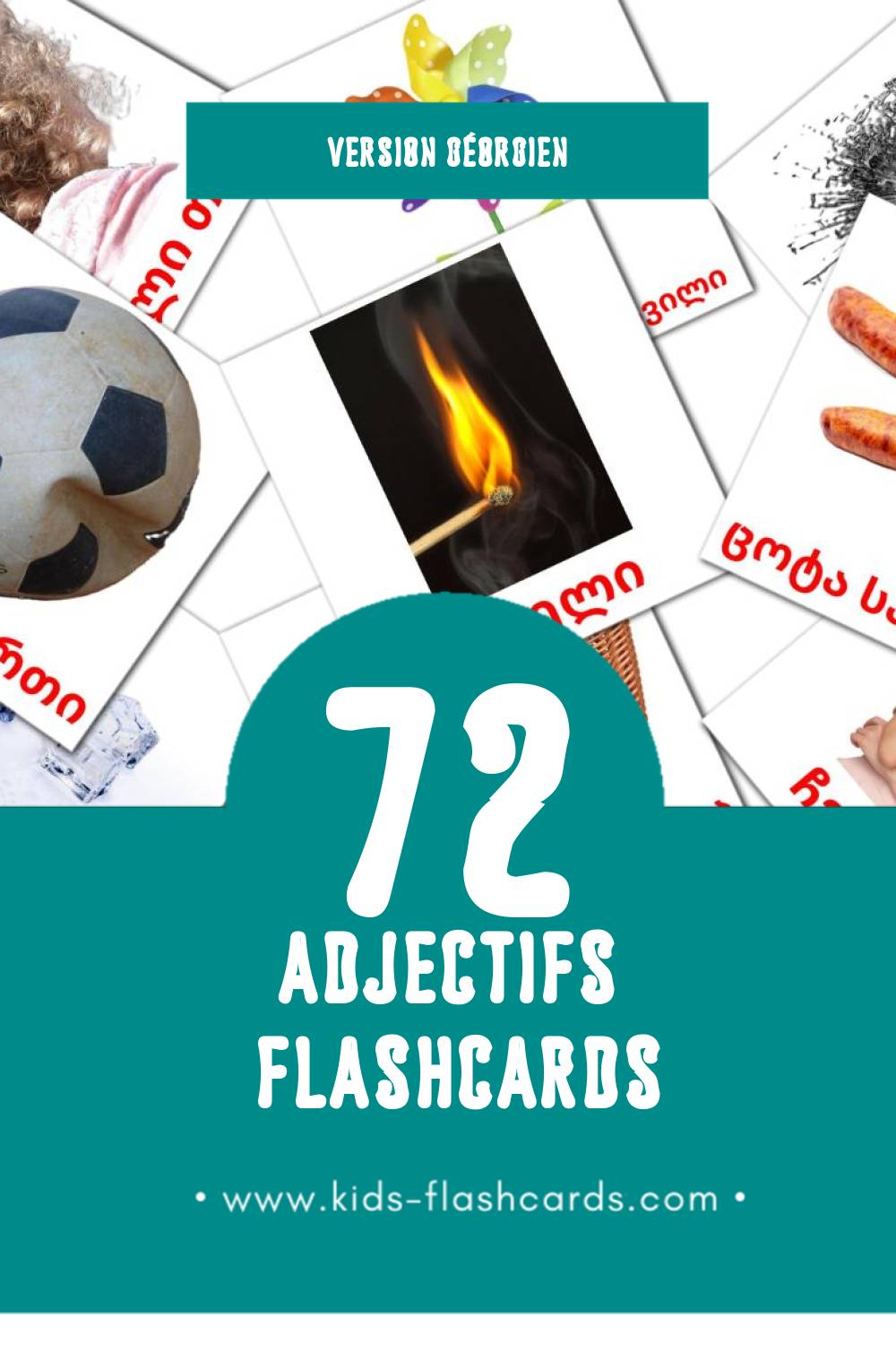 Flashcards Visual საწინააღმდეგო ზმნები pour les tout-petits (72 cartes en Géorgien)