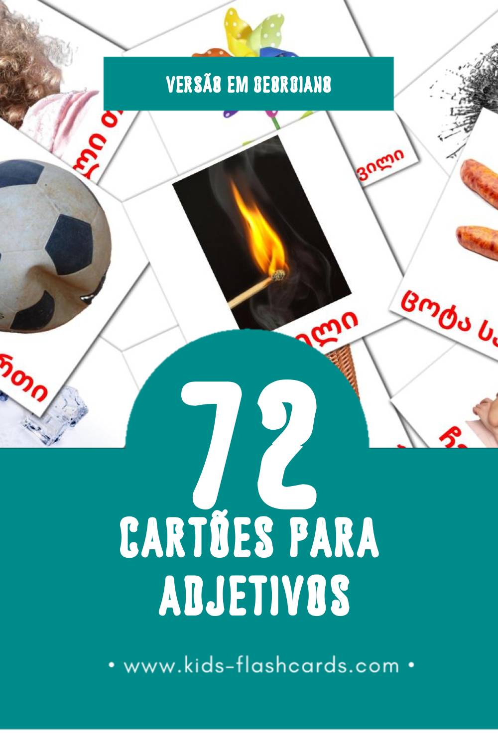 Flashcards de საწინააღმდეგო ზმნები Visuais para Toddlers (72 cartões em Georgiano)