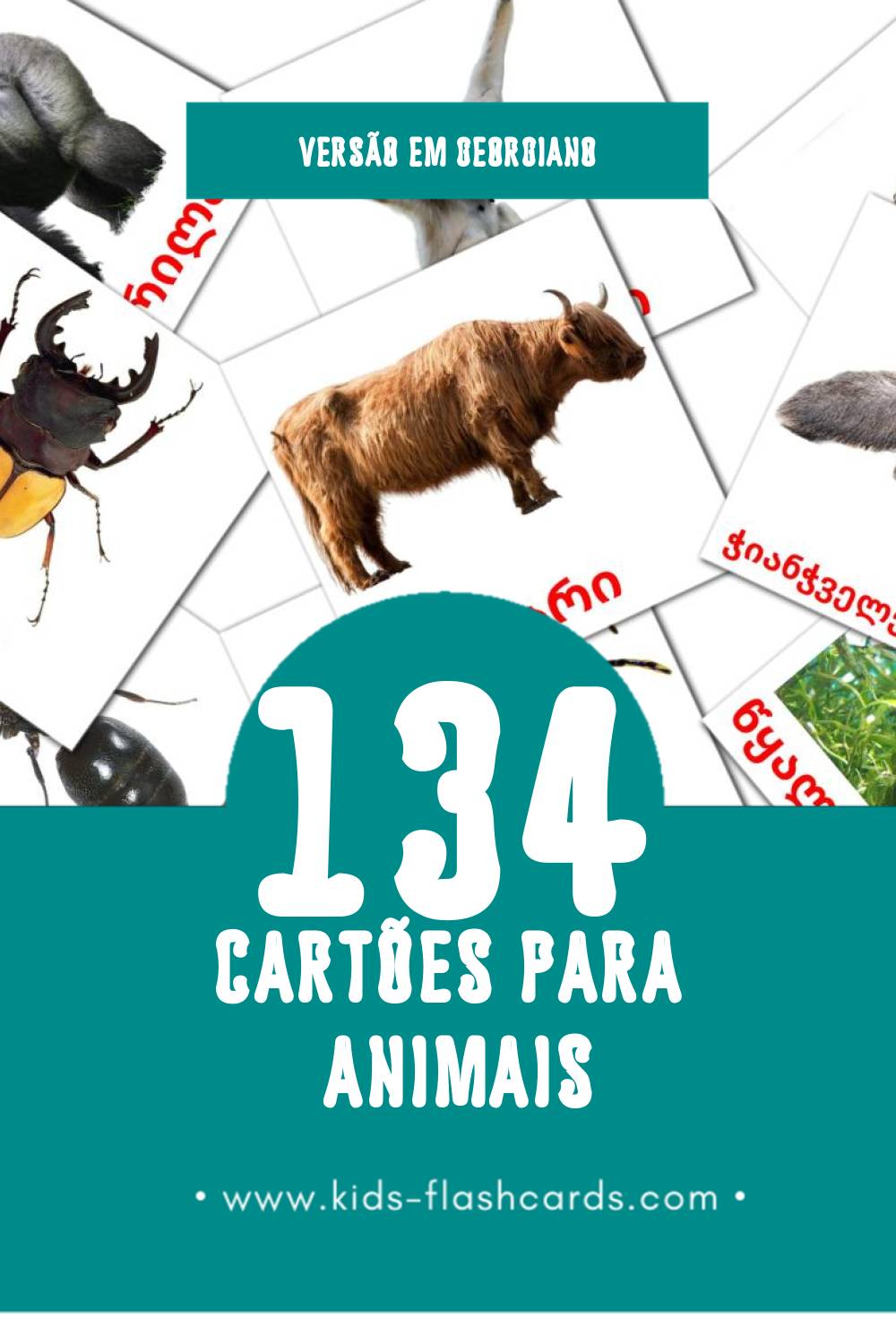 Flashcards de ცხოველები Visuais para Toddlers (134 cartões em Georgiano)