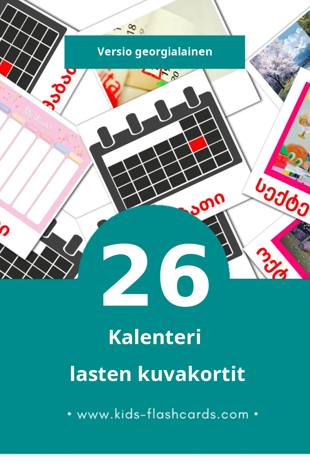 კალენდარი - Kalendar lasten kuvakortit pikkulapsille (26 korttia Georgialaiseksi)