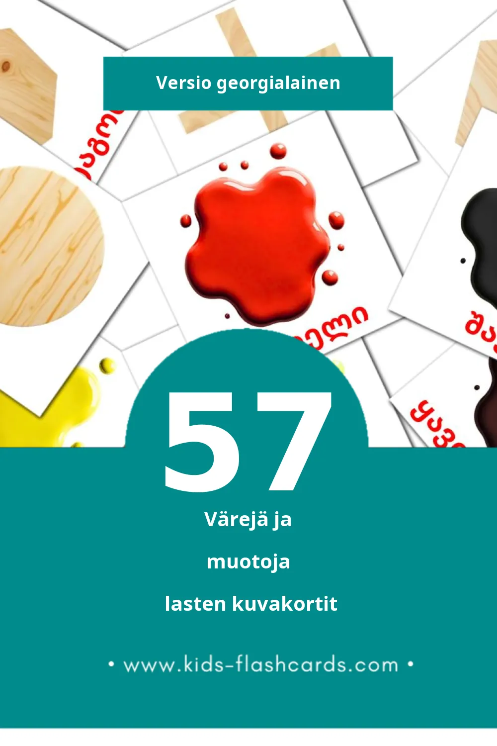 ფერები lasten kuvakortit pikkulapsille (57 korttia Georgialaiseksi)