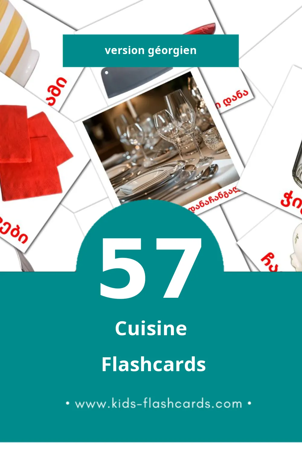 Flashcards Visual სამზარეულო pour les tout-petits (57 cartes en Géorgien)