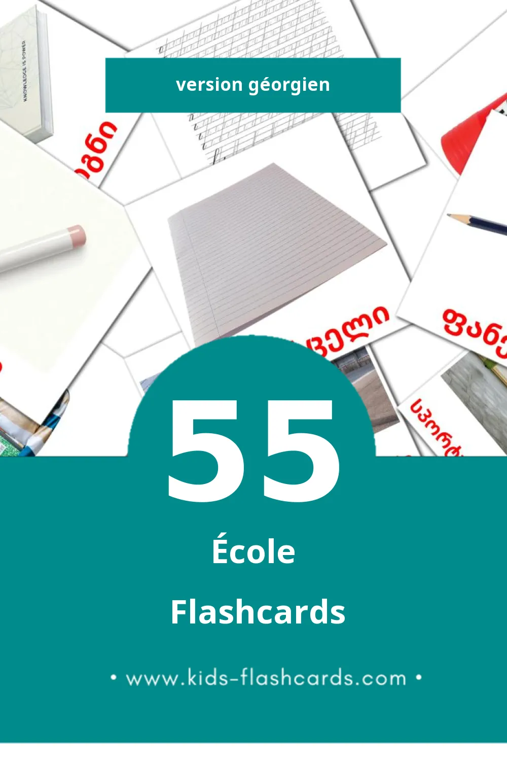 Flashcards Visual სკოლა pour les tout-petits (55 cartes en Géorgien)