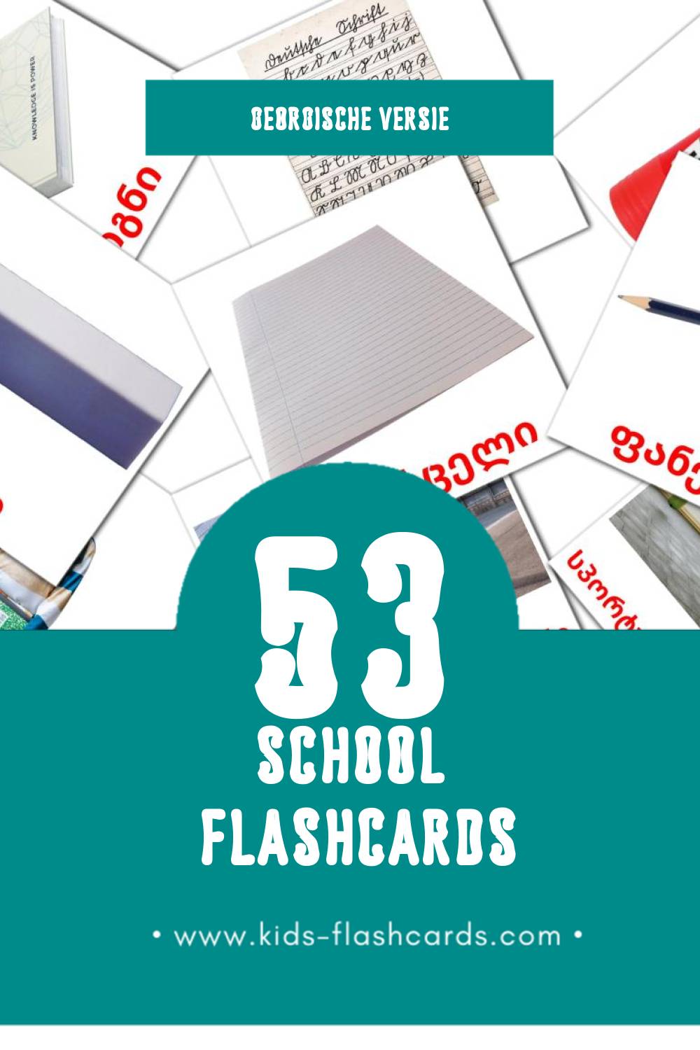 Visuele სკოლა Flashcards voor Kleuters (53 kaarten in het Georgisch)