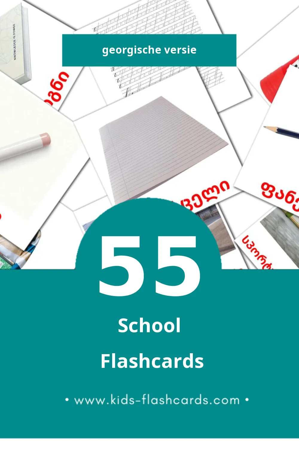 Visuele სკოლა Flashcards voor Kleuters (55 kaarten in het Georgisch)