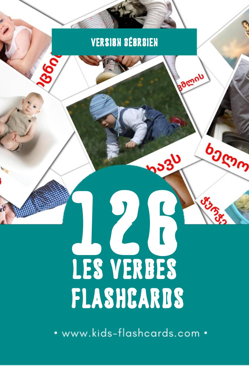 Flashcards Visual ზმნები pour les tout-petits (126 cartes en Géorgien)