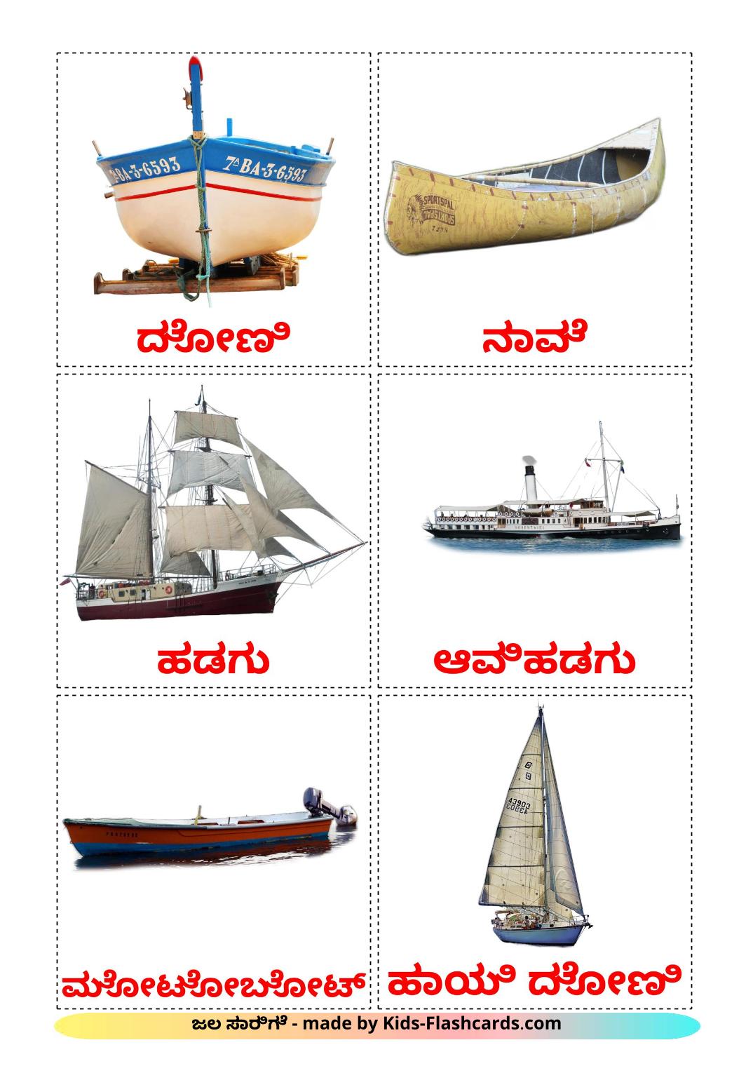 Wasserfahrzeug - 18 kostenlose, druckbare Kannada Flashcards 