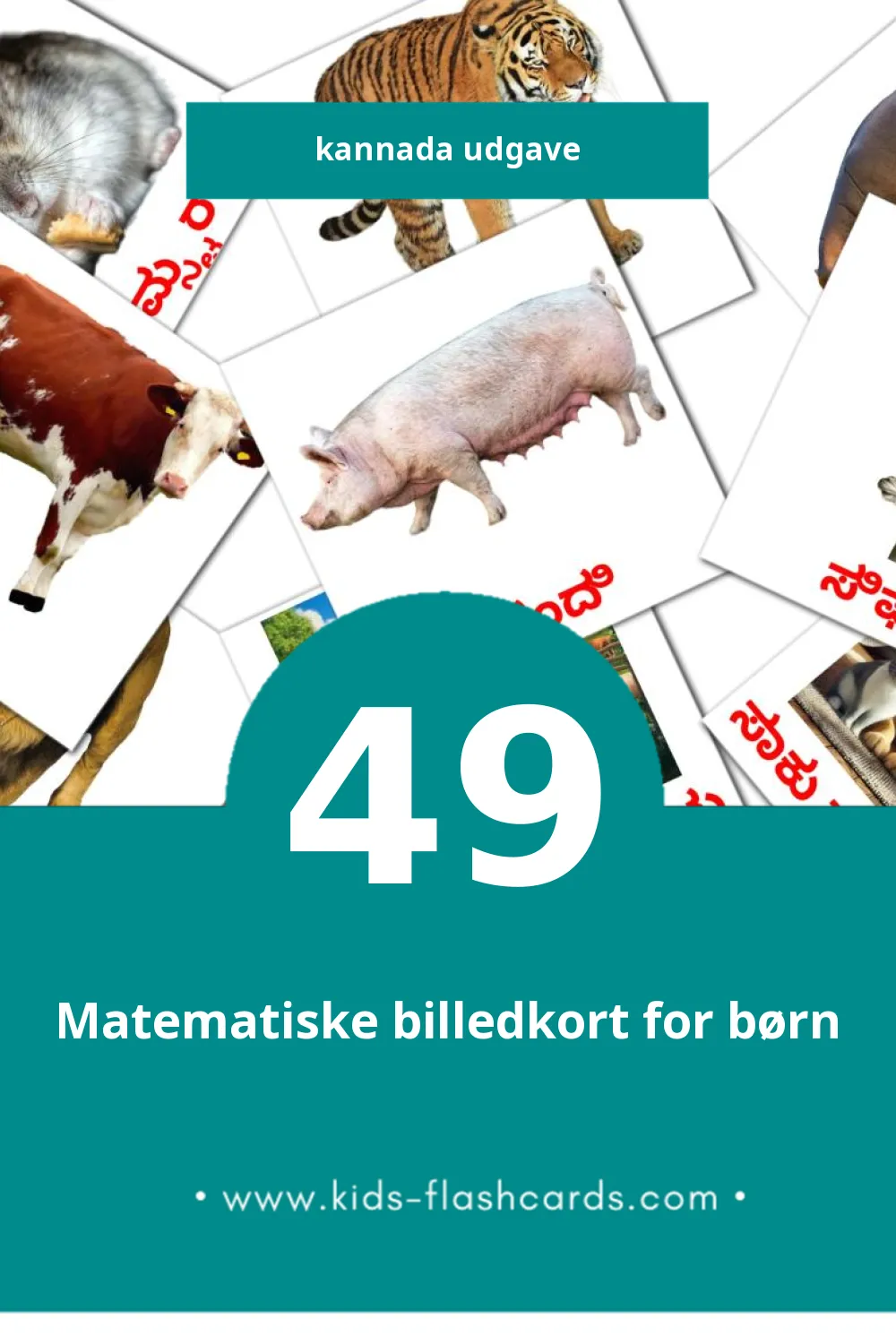 Visuelle billedkort for børn om ಪ್ರಾಣಿಗಳು til småbørn (49 kort på Kannada)