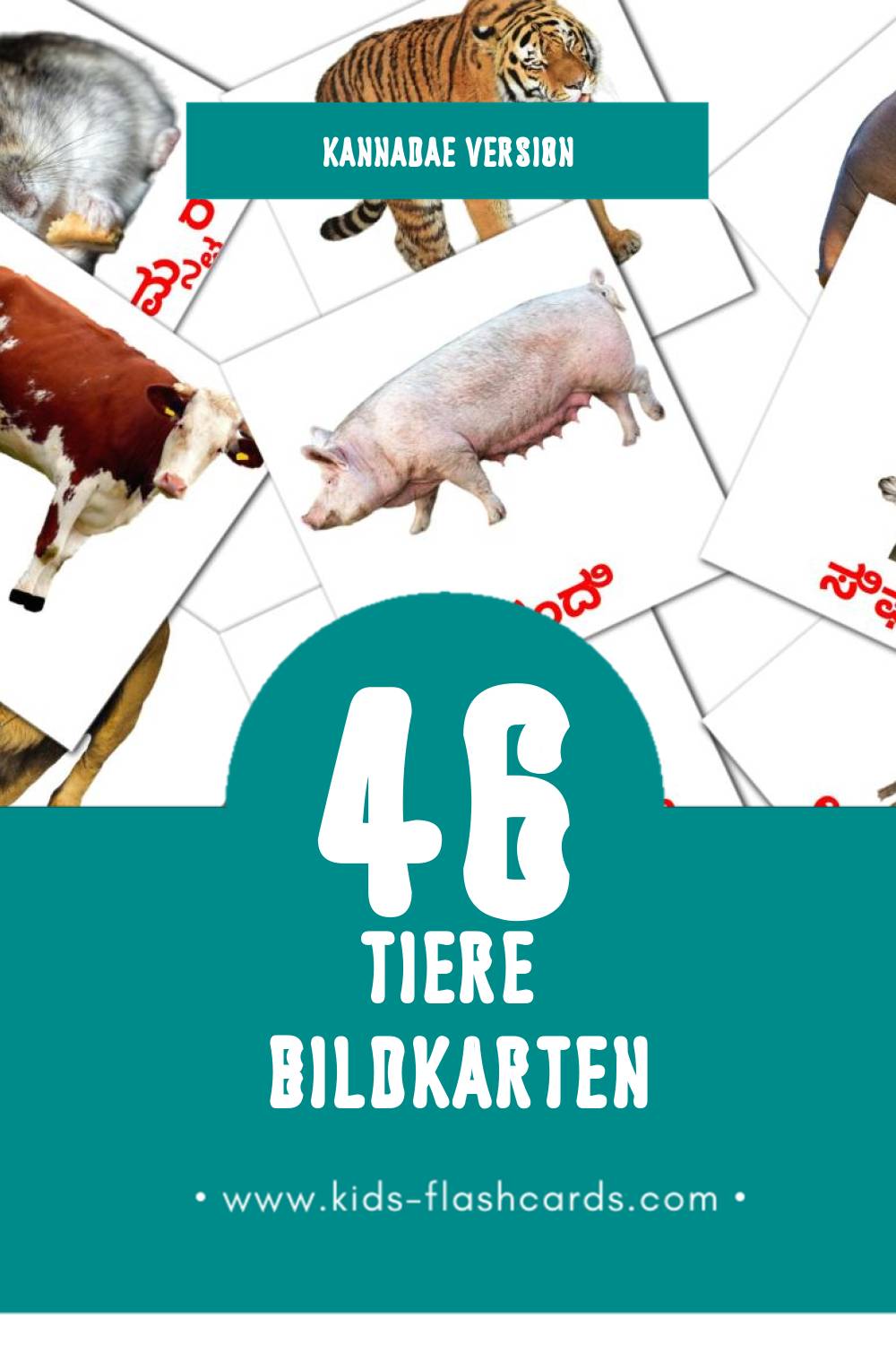 Visual ಪ್ರಾಣಿಗಳು Flashcards für Kleinkinder (46 Karten in Kannada)