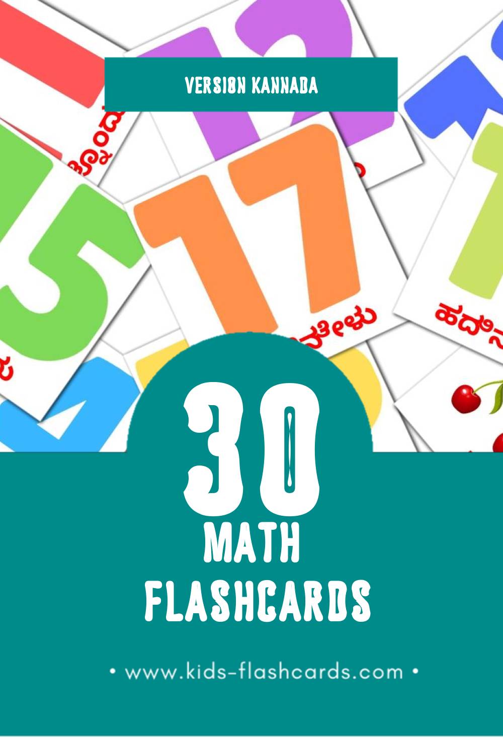 Flashcards Visual ಗಣಿತ pour les tout-petits (30 cartes en Kannada)
