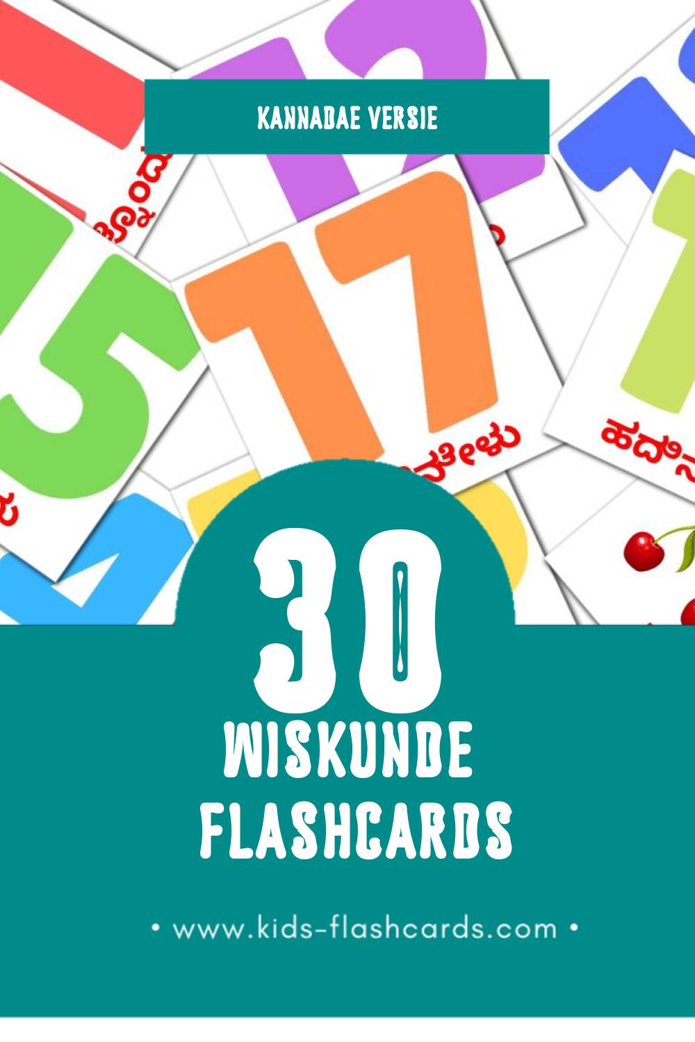 Visuele ಗಣಿತ Flashcards voor Kleuters (30 kaarten in het Kannada)