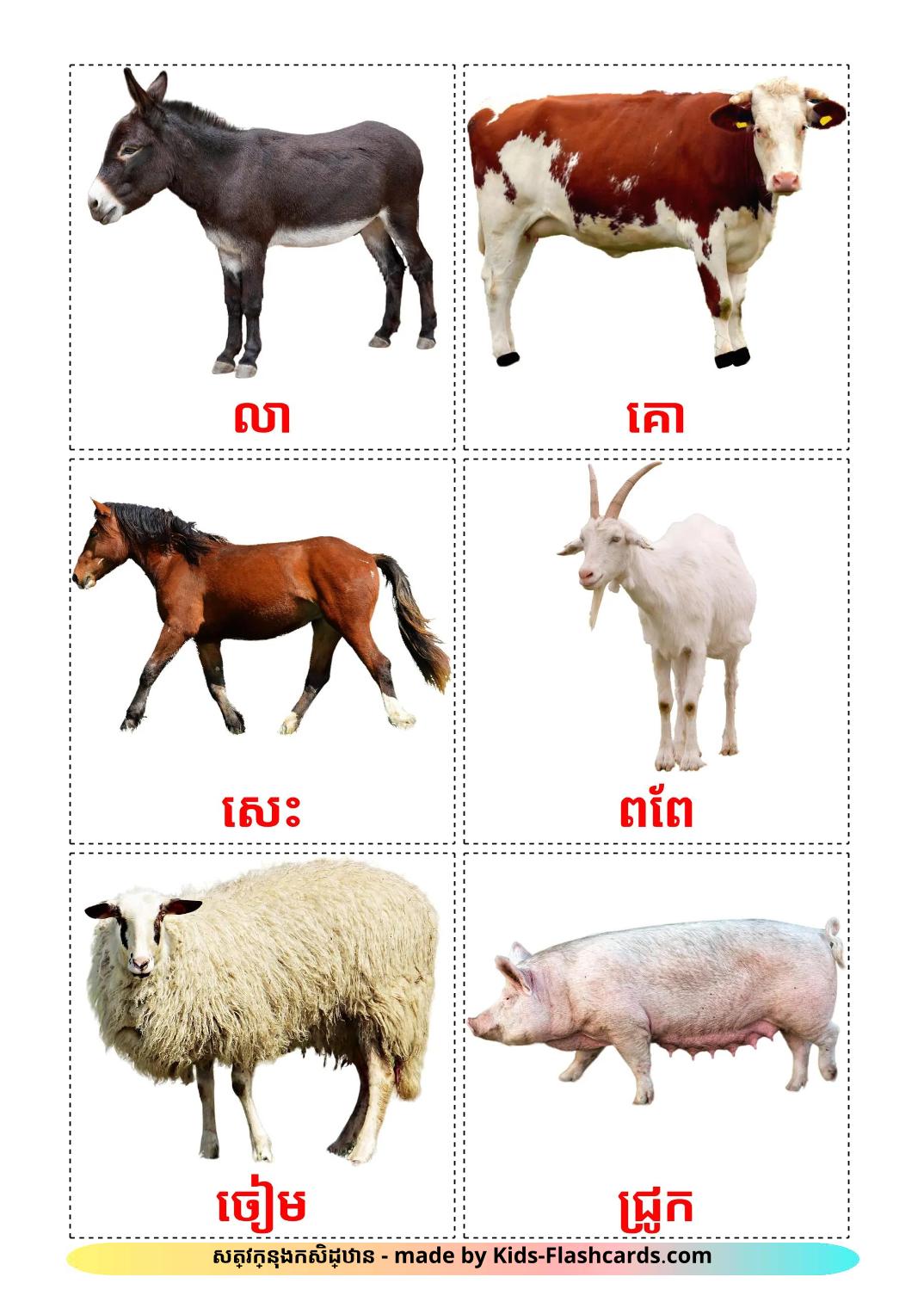 Farm animals - 16 gratis printbare khmere kaarten