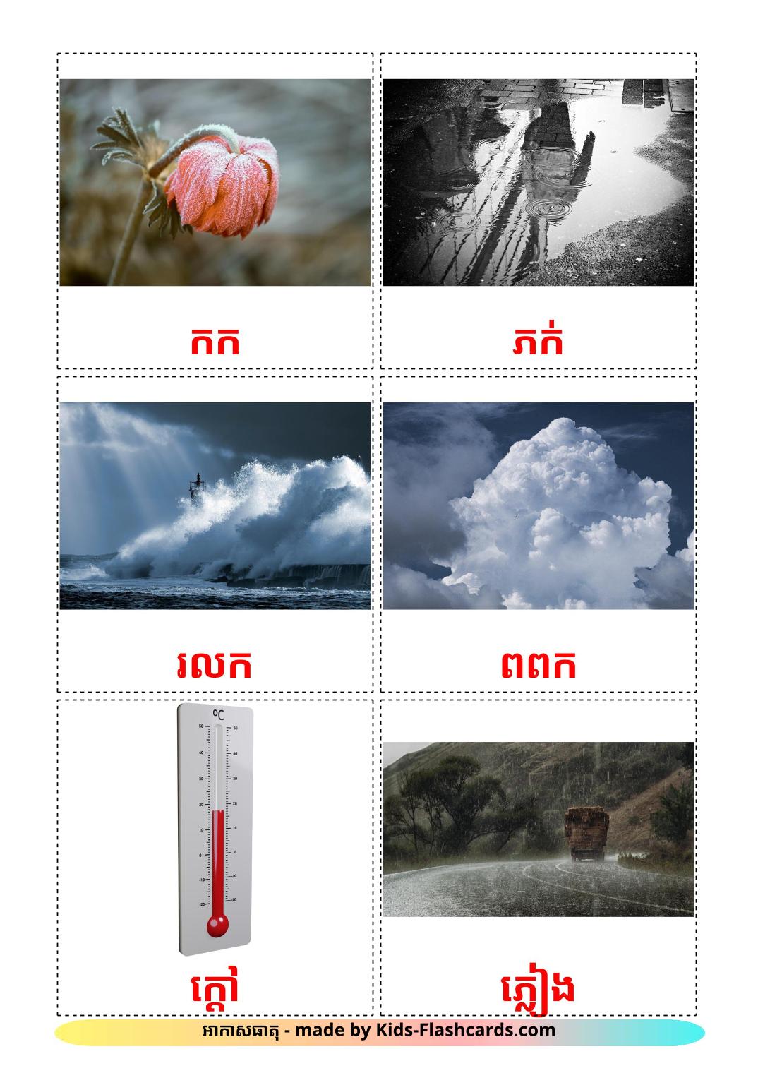 Meteorología y clima - 31 fichas de khmer para imprimir gratis 
