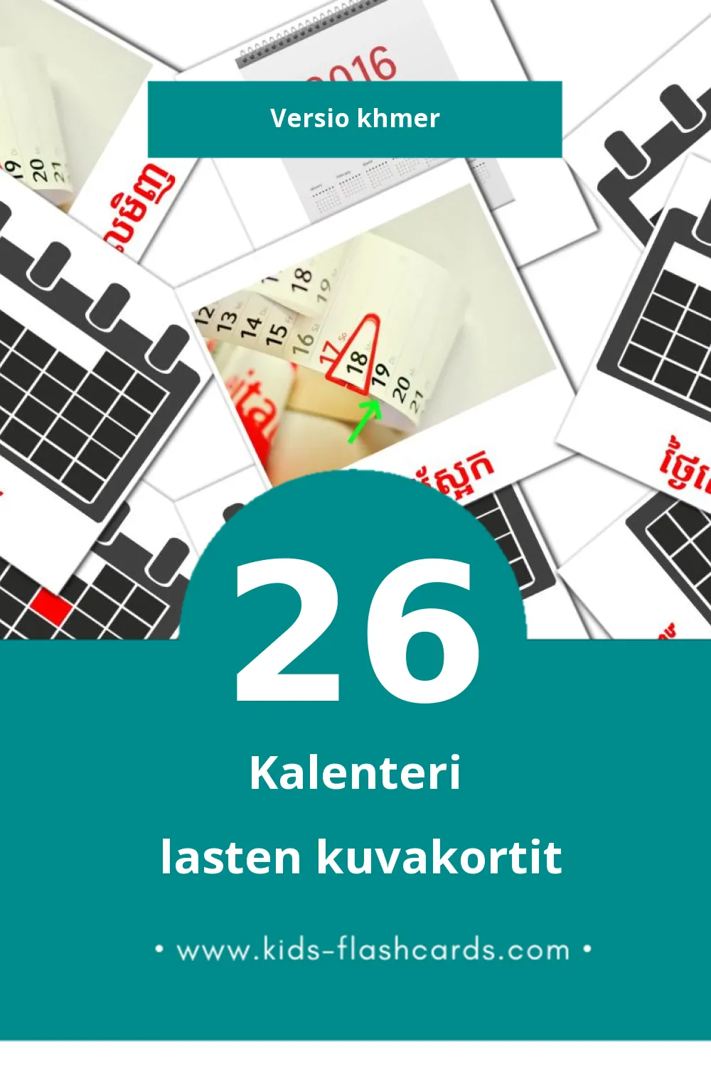 ប្រតិទិន lasten kuvakortit pikkulapsille (26 korttia Khmerksi)