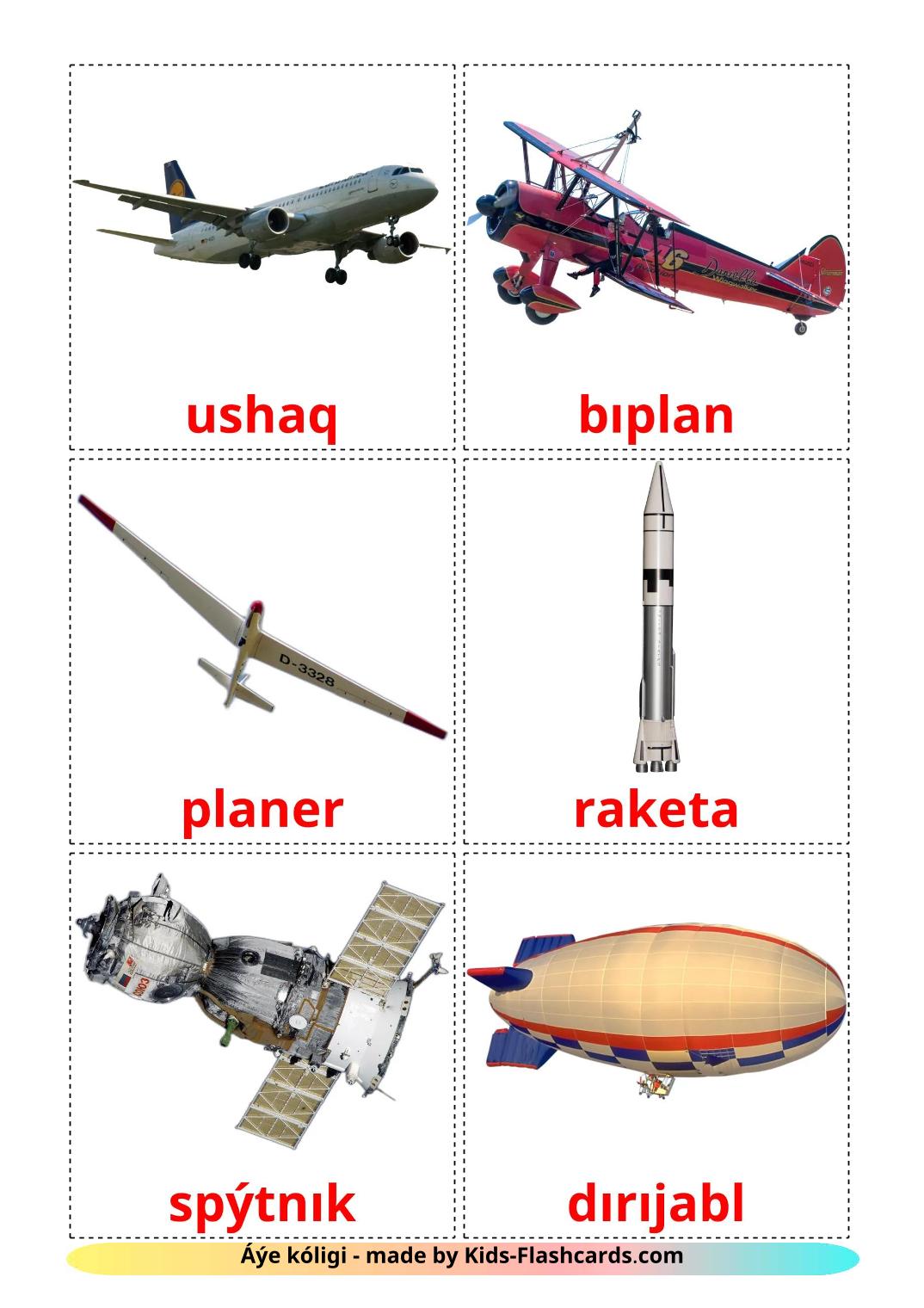 Aeronaves - 14 Flashcards kazakh(latim)es gratuitos para impressão