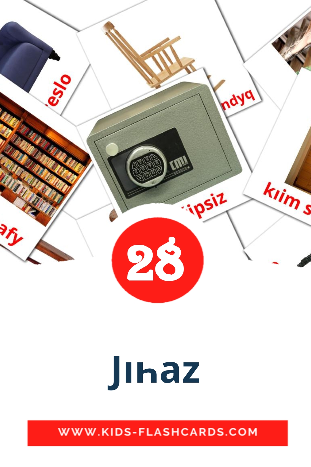 28 cartes illustrées de Jıһaz pour la maternelle en kazakh(latin)