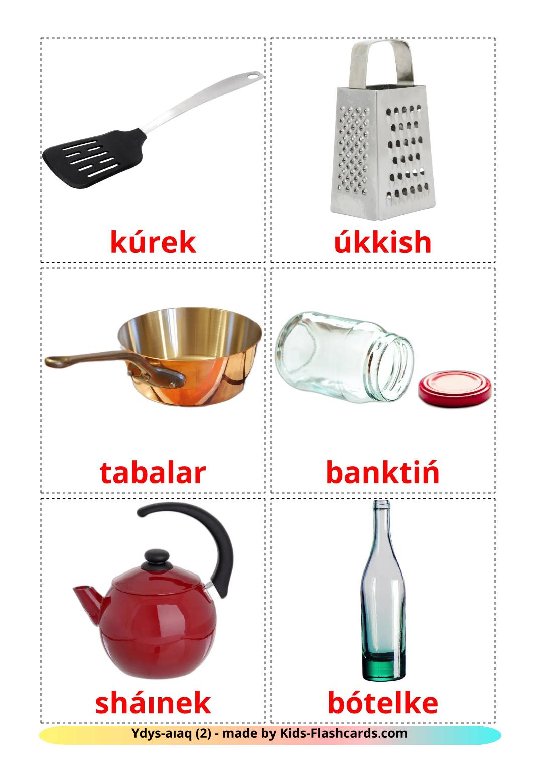 Utensílios de cozinha - 31 Flashcards kazakh(latim)es gratuitos para impressão