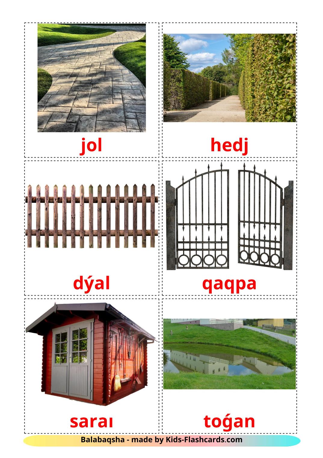 Garden - 18 Free Printable kazakh(latin) Flashcards 