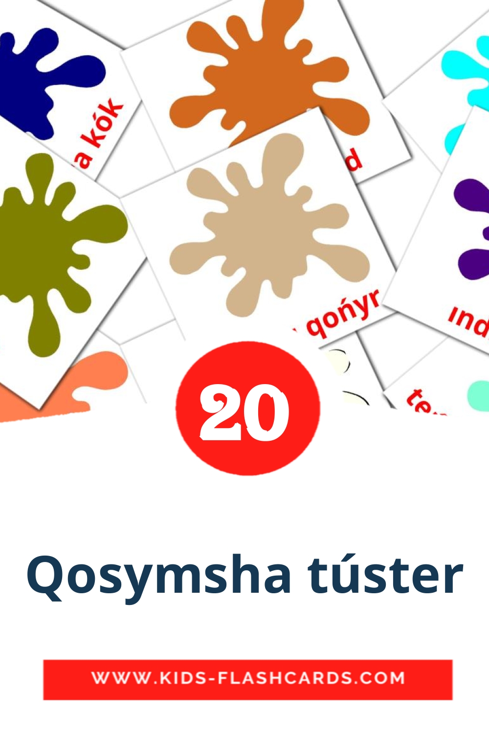 20 Qosymsha túster Picture Cards for Kindergarden in kazakh(latin)