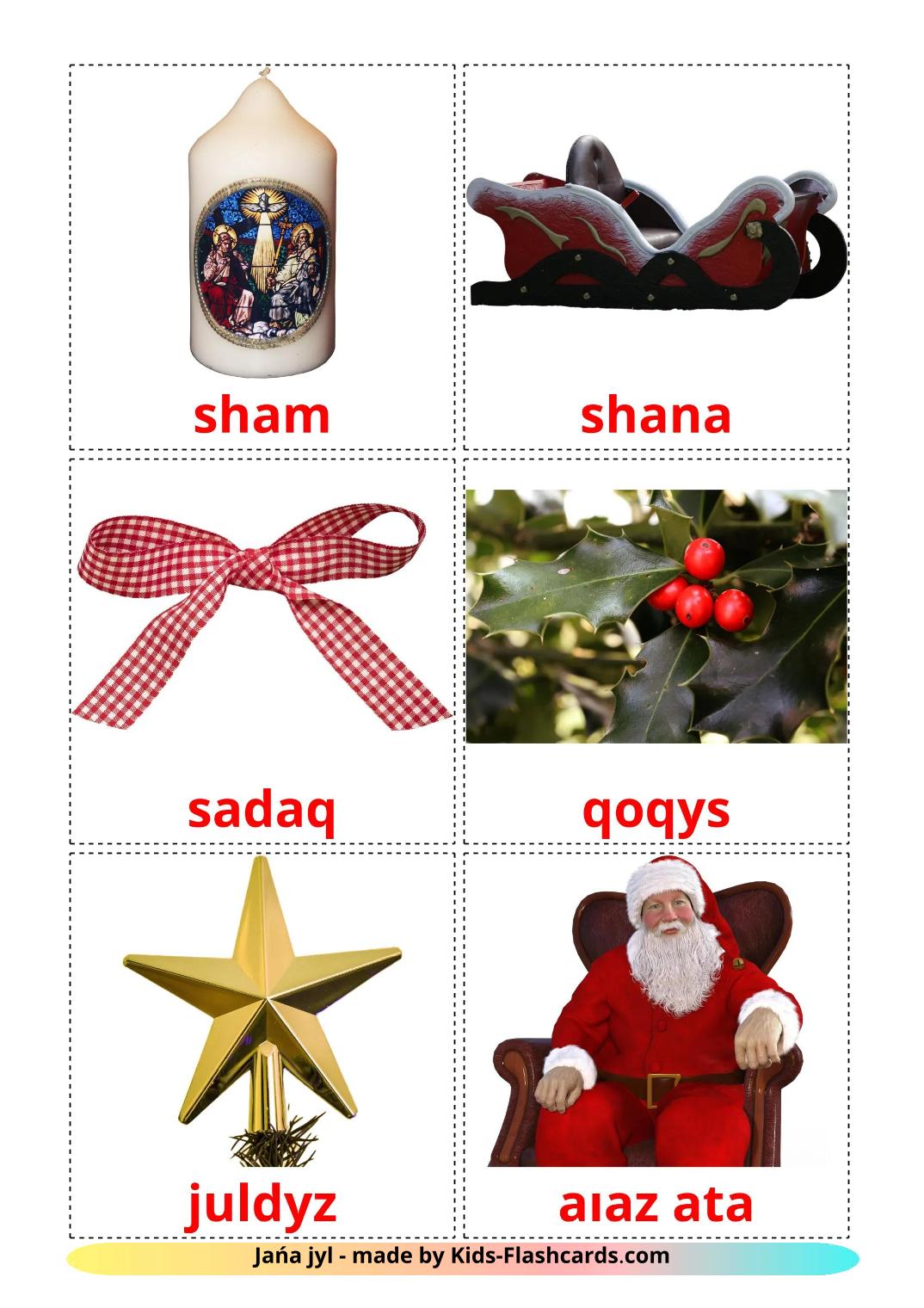 Natale - 29 flashcards kazakh(latino) stampabili gratuitamente