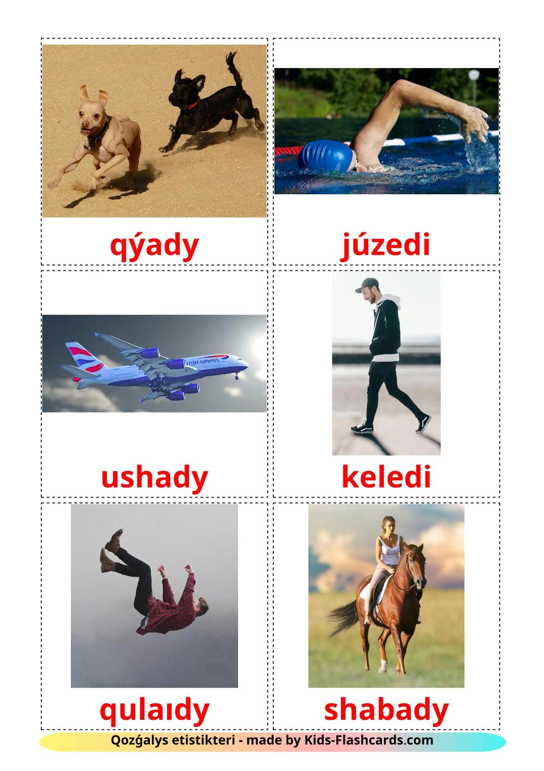 Movement verbs - 20 Free Printable kazakh(latin) Flashcards 