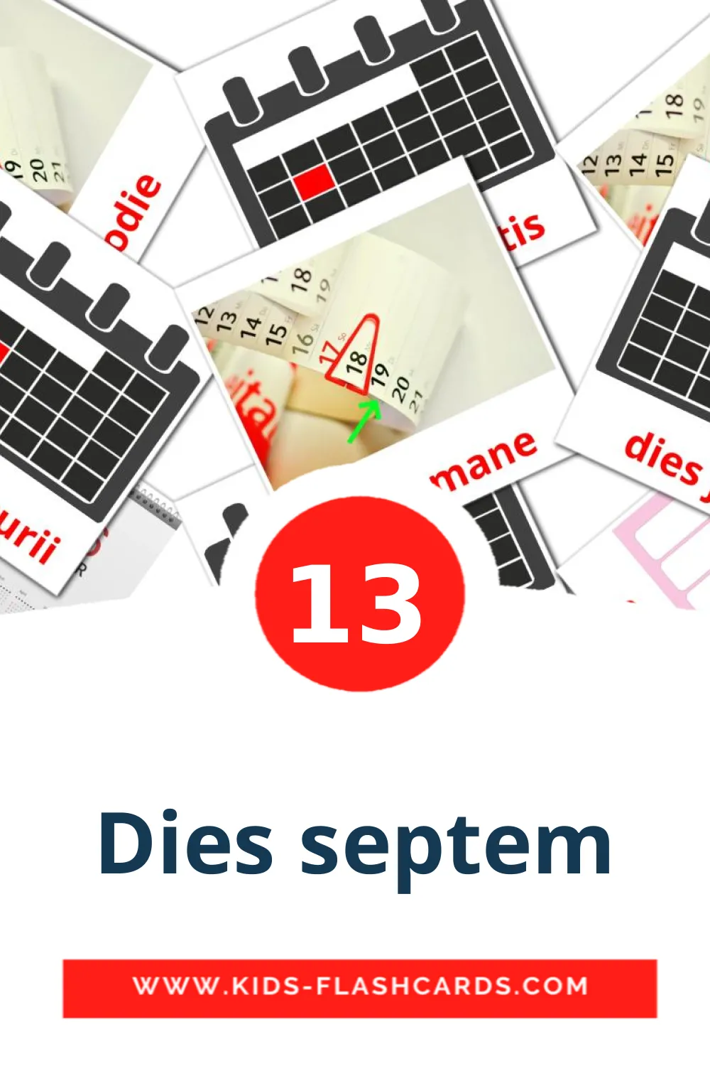 13 tarjetas didacticas de Dies septem para el jardín de infancia en kazaj(latín)
