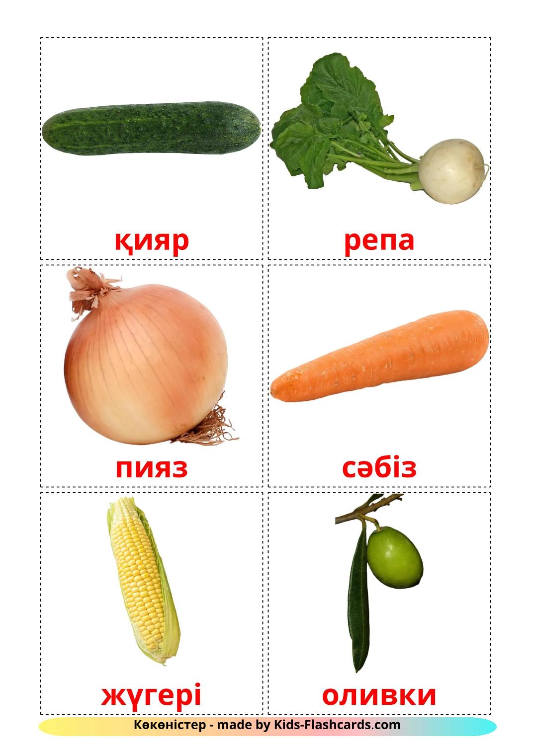 Vegetables - 30 Free Printable kazakhksi(latina) Flashcards
