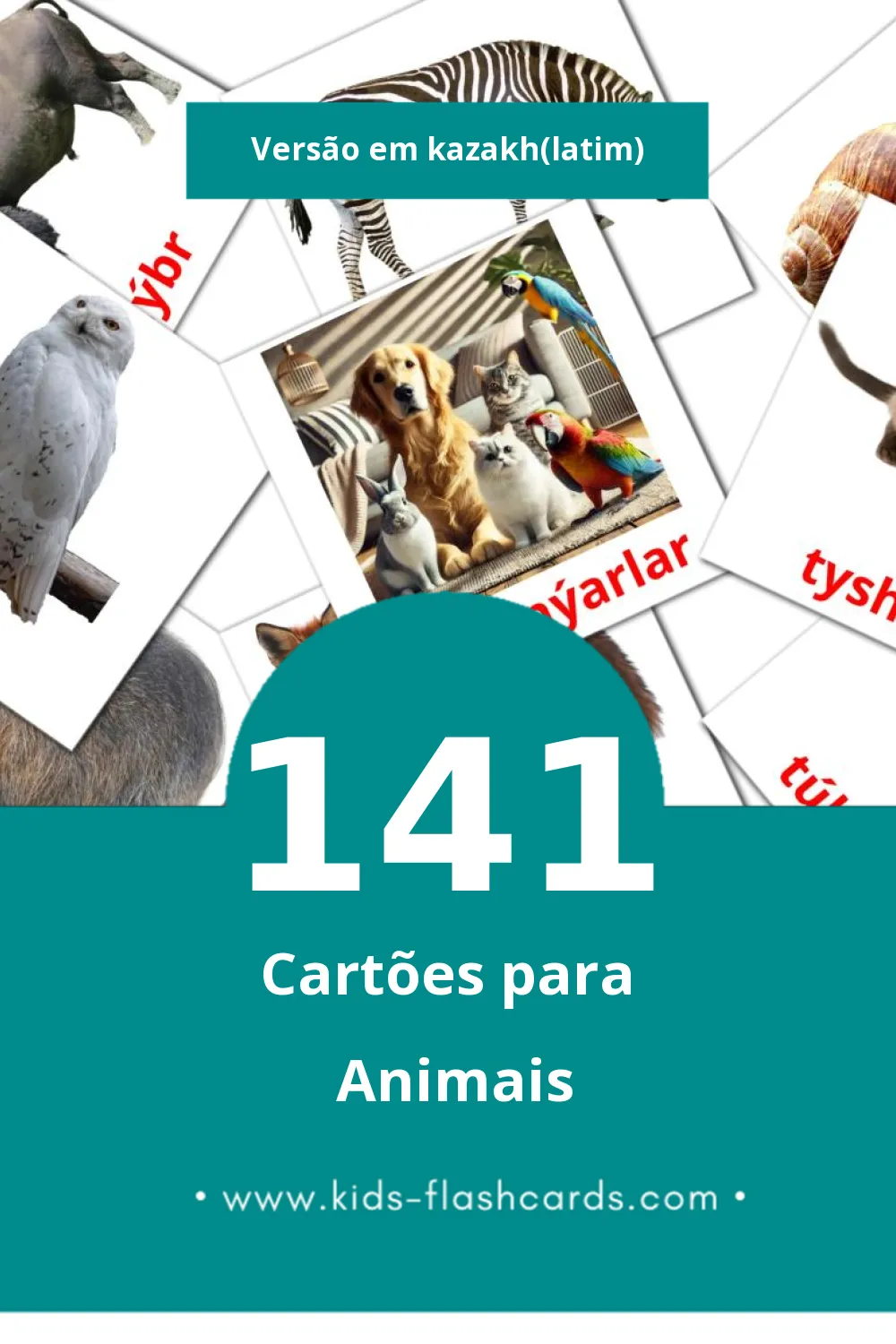 Flashcards de Janýarlar Visuais para Toddlers (141 cartões em Kazakh(latim))