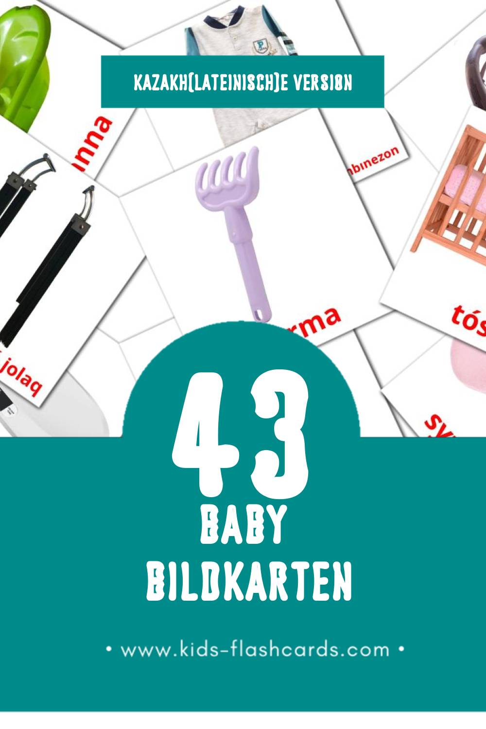 Visual bala Flashcards für Kleinkinder (43 Karten in Kazakh(lateinisch))