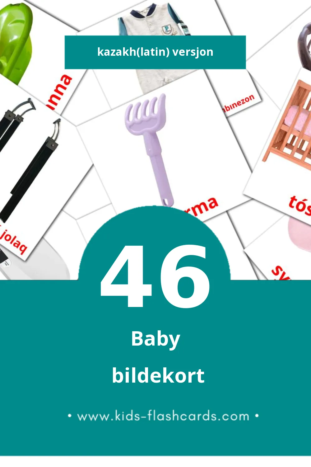 Visuelle bala bildekort for småbarn (46 kort på Kazakh(latin))