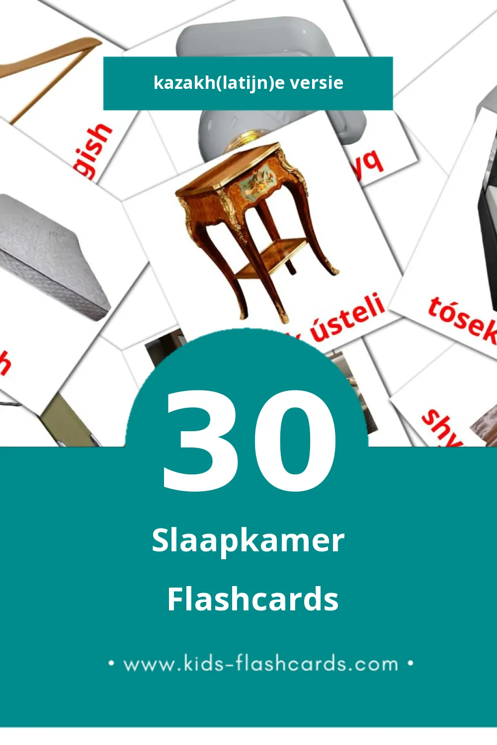 Visuele Jatyn Flashcards voor Kleuters (30 kaarten in het Kazakh(latijn))